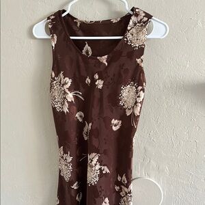 Floral Brown Sleeveless Dress